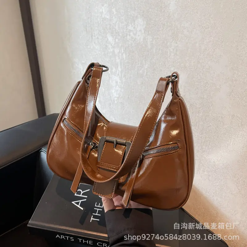 Women's Vintage Maillard Shoulder Crossbody Bag Brown Silver - Image 4