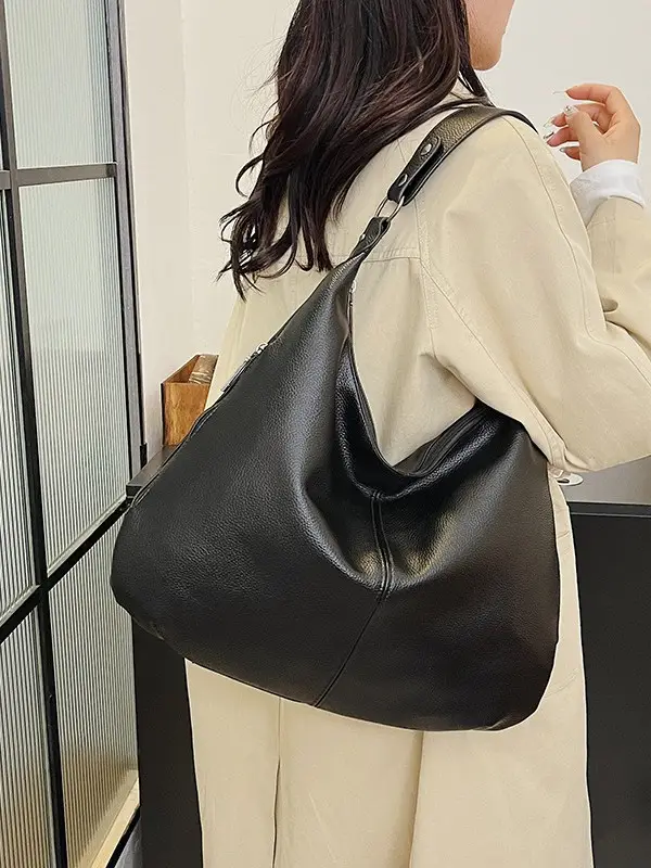 Brown Leather Shoulder Bag for Women, Large Capacity, 2026 - Image 6