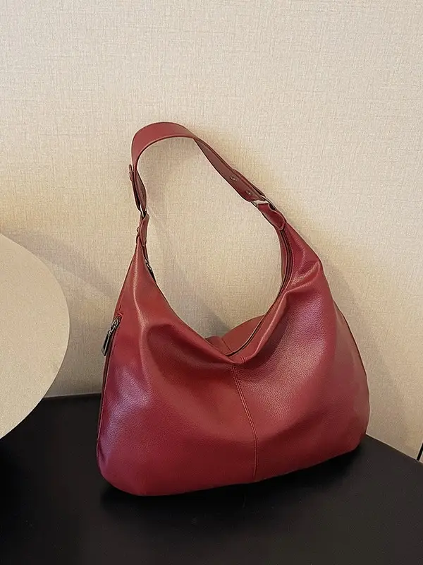 Brown Leather Shoulder Bag for Women, Large Capacity, 2026 - Image 7