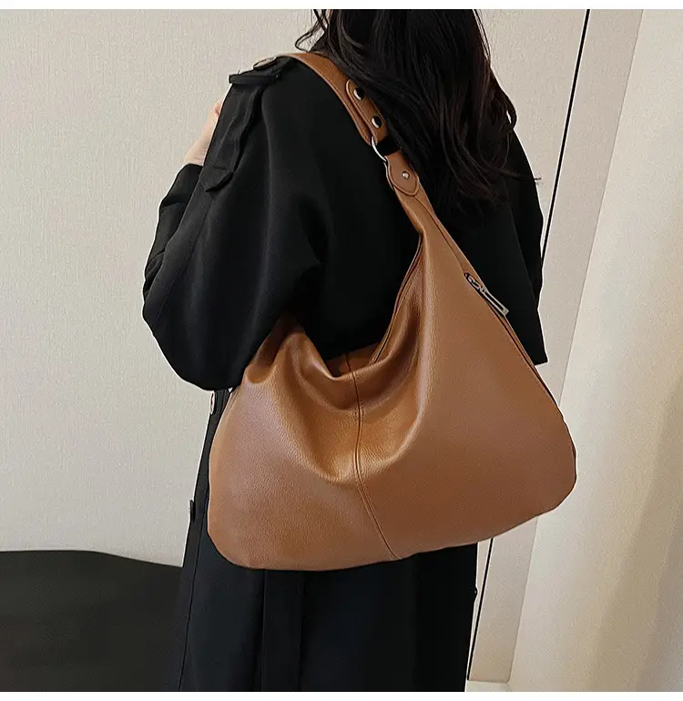 Brown Leather Shoulder Bag for Women, Large Capacity, 2026 — feature 11