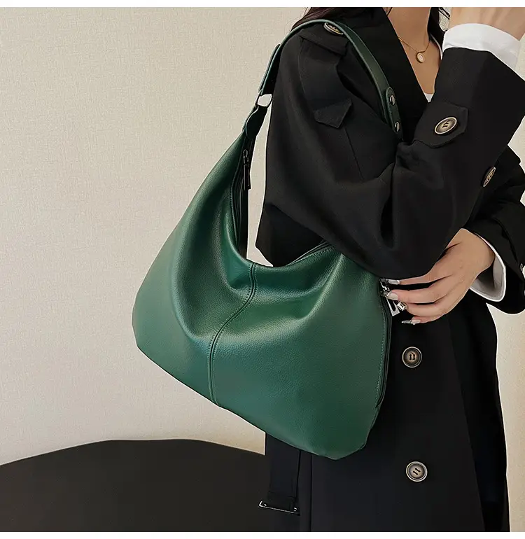 Brown Leather Shoulder Bag for Women, Large Capacity, 2026 — feature 19