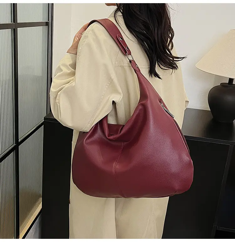 Brown Leather Shoulder Bag for Women, Large Capacity, 2026 — feature 21