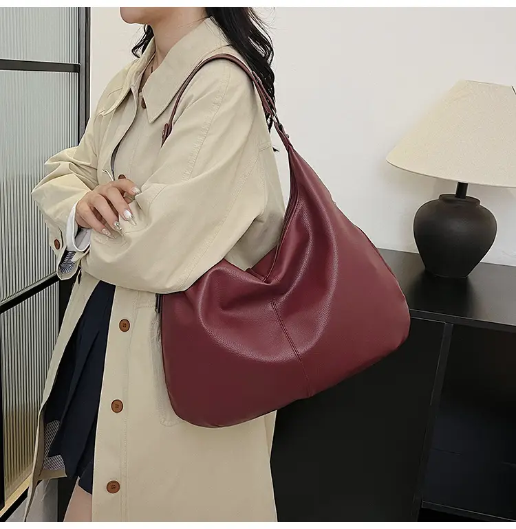 Brown Leather Shoulder Bag for Women, Large Capacity, 2026 — feature 22