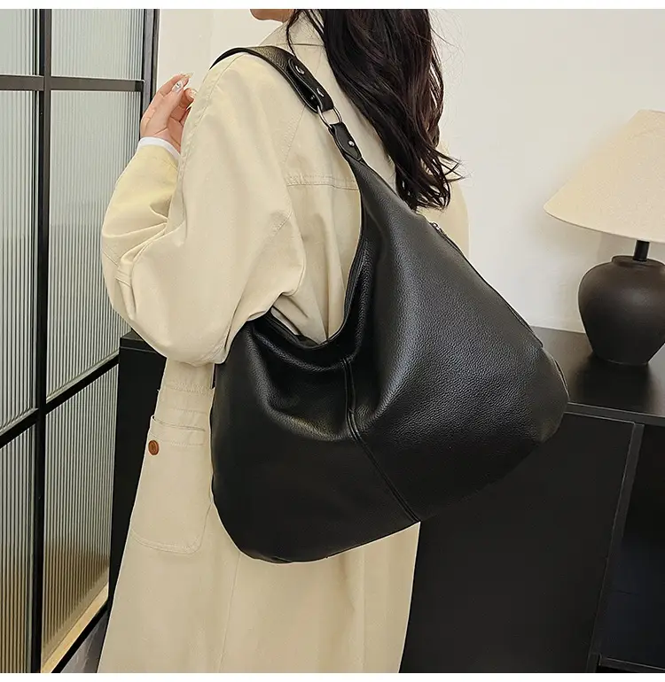 Brown Leather Shoulder Bag for Women, Large Capacity, 2026 — feature 28