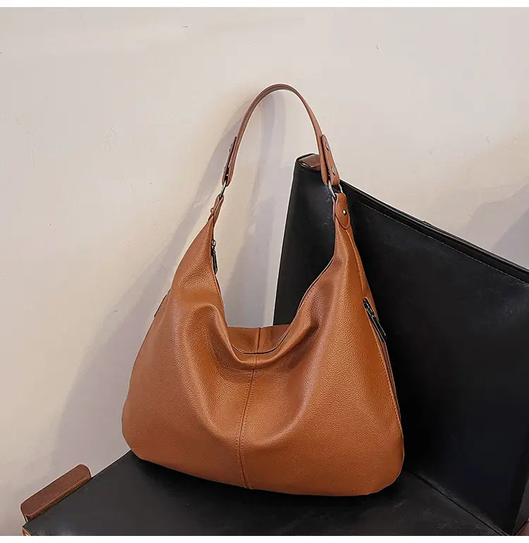 Brown Leather Shoulder Bag for Women, Large Capacity, 2026 — feature 35