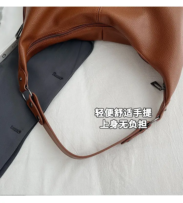 Brown Leather Shoulder Bag for Women, Large Capacity, 2026 — feature 4
