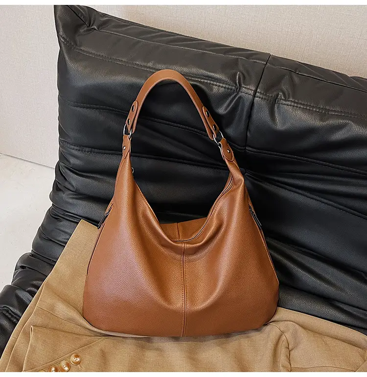 Brown Leather Shoulder Bag for Women, Large Capacity, 2026 — feature 44
