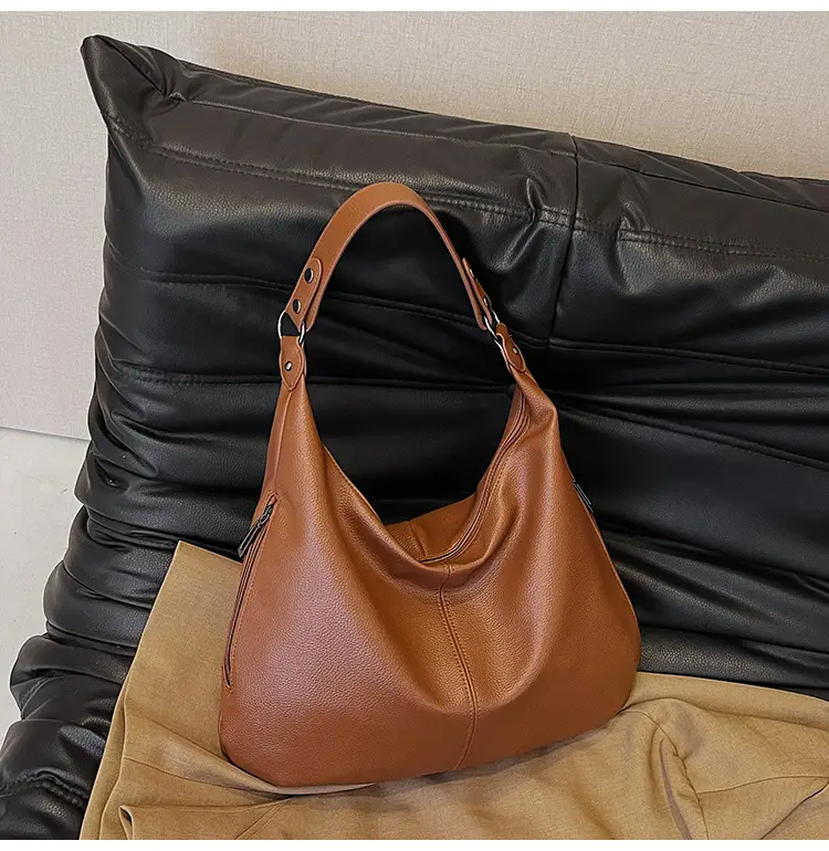 Brown Leather Shoulder Bag for Women, Large Capacity, 2026 — feature 45