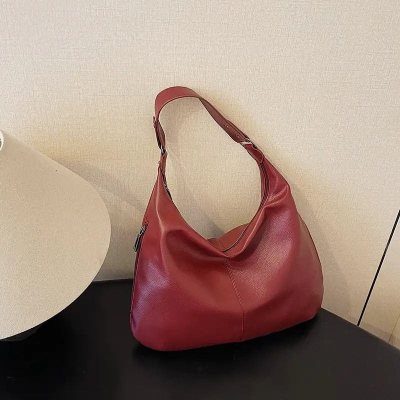 Brown Leather Shoulder Bag for Women, Large Capacity, 2026 - Image 2