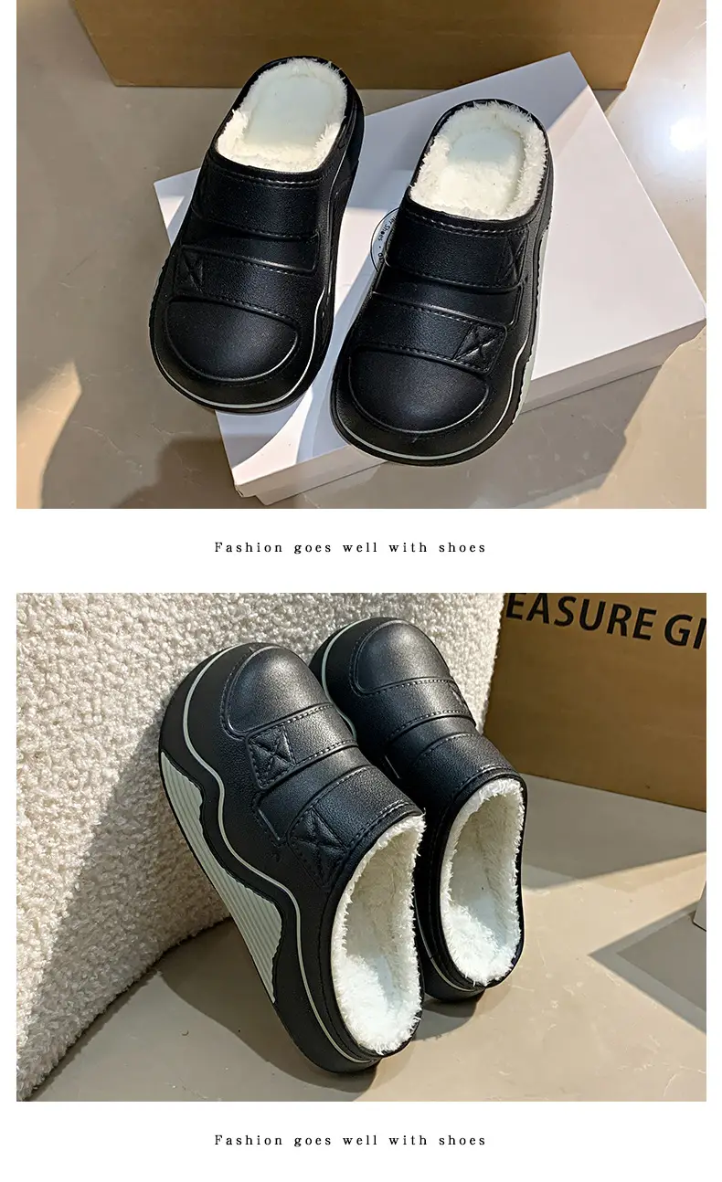 Cotton Slippers for Women in Autumn and Winter New Men's Home Eva Thick-Soled Cotton Slippers Warm Fleece-Lined Outer Cotton Shoes Wholesale — feature 38