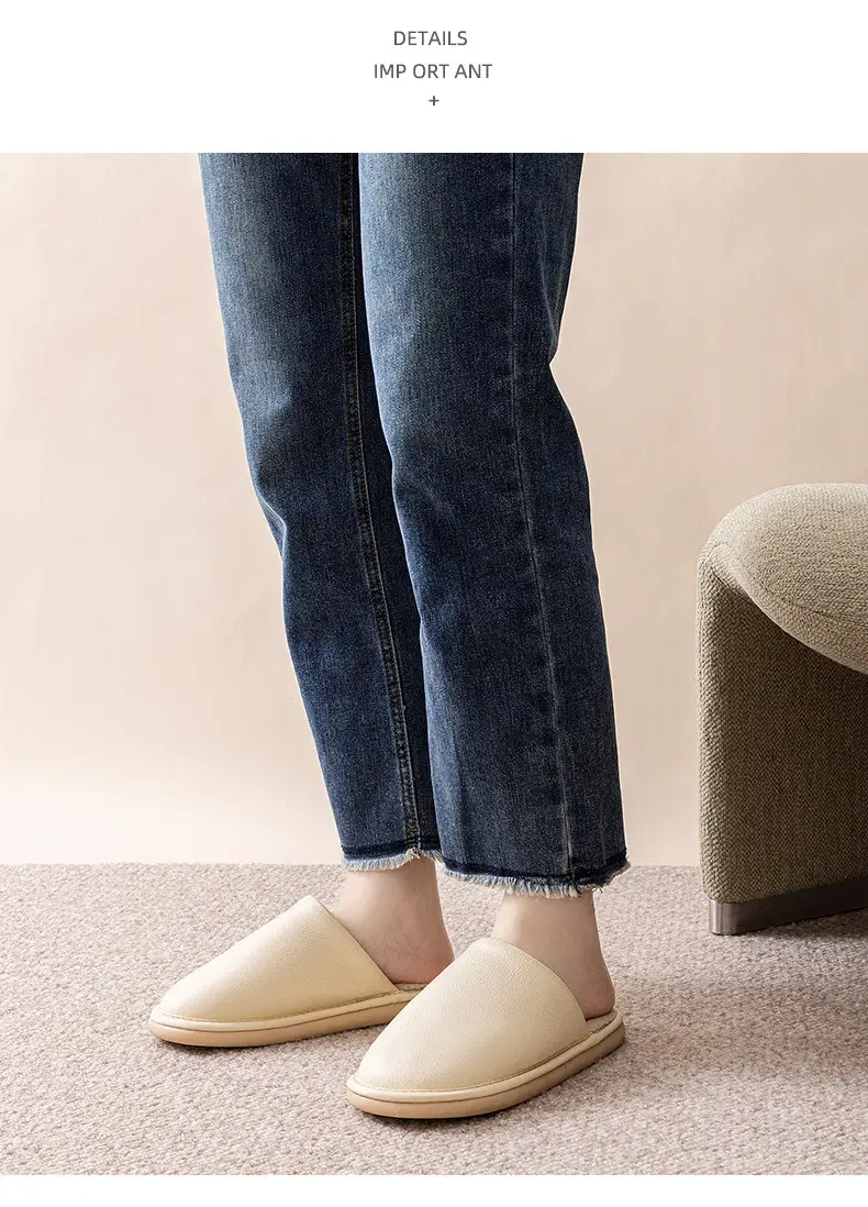 Winter Korean-style Couple Cotton Slippers Home Indoor Floor Non-slip Soft Bottom Warm Comfortable Solid Color Leather Slippers — feature 6