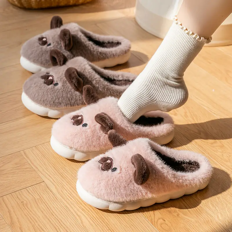Women Cotton Slippers Moon Shoes Pink Warm Winter Indoor Home - Image 23