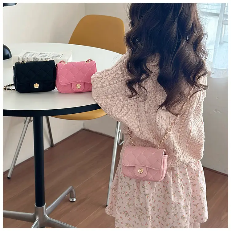 Pink Quilted Crossbody Bag with Gold Chain — feature 10