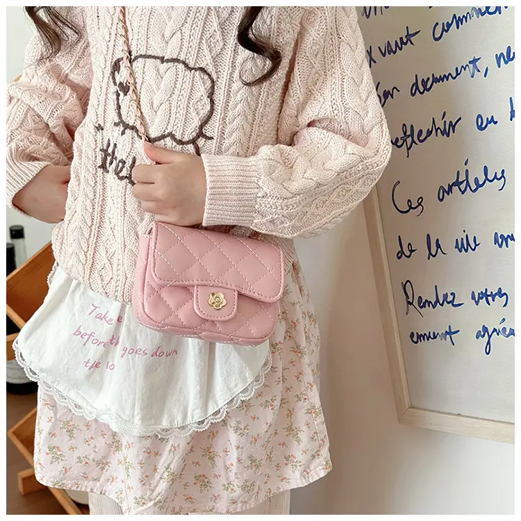 Pink Quilted Crossbody Bag with Gold Chain — feature 13