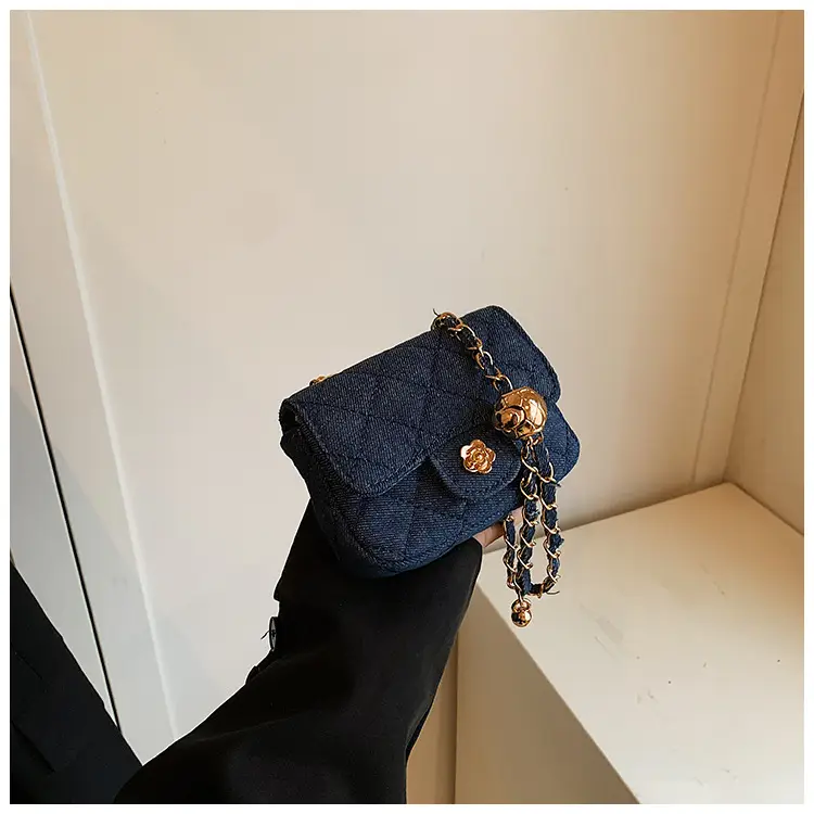 Pink Quilted Crossbody Bag with Gold Chain — feature 19