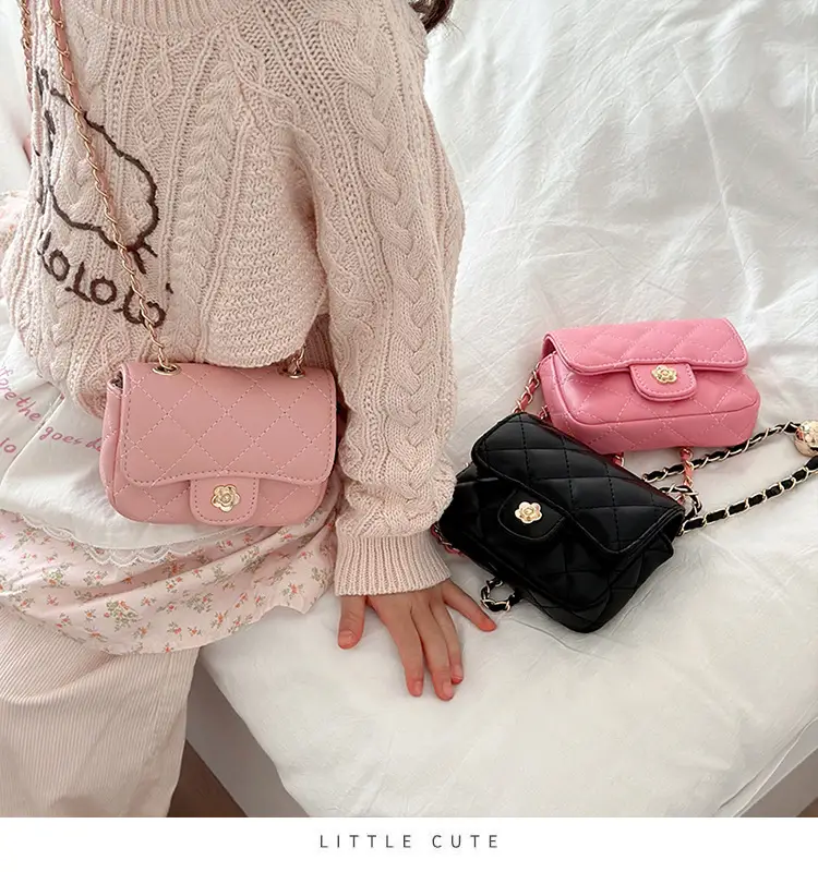 Pink Quilted Crossbody Bag with Gold Chain — feature 2