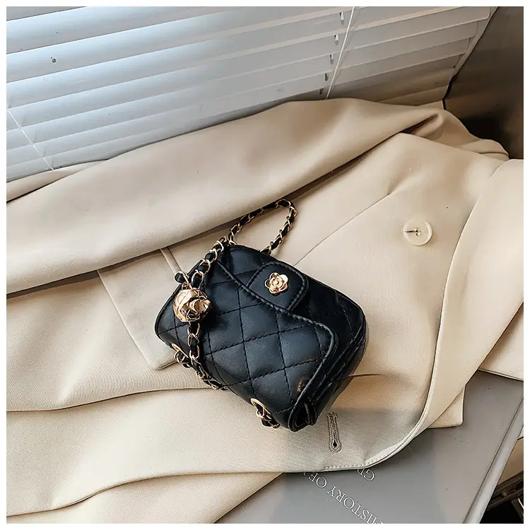 Pink Quilted Crossbody Bag with Gold Chain — feature 22