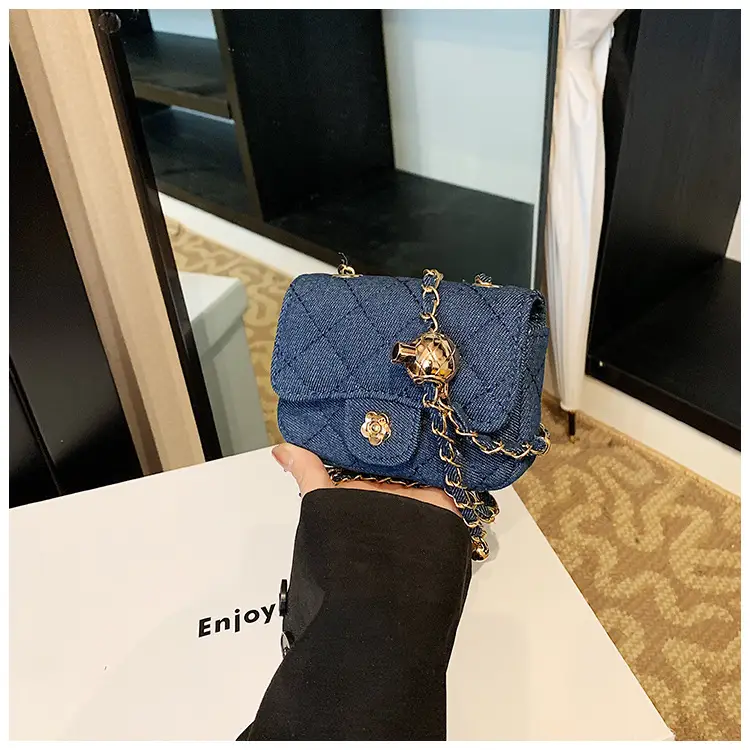 Pink Quilted Crossbody Bag with Gold Chain — feature 26