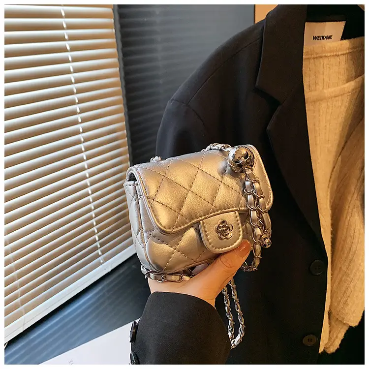 Pink Quilted Crossbody Bag with Gold Chain — feature 28
