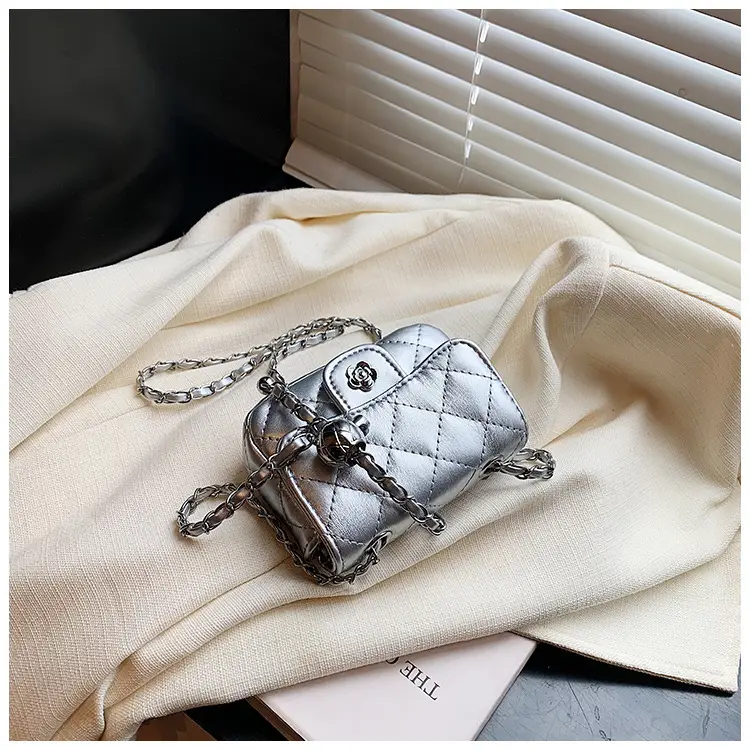 Pink Quilted Crossbody Bag with Gold Chain — feature 29