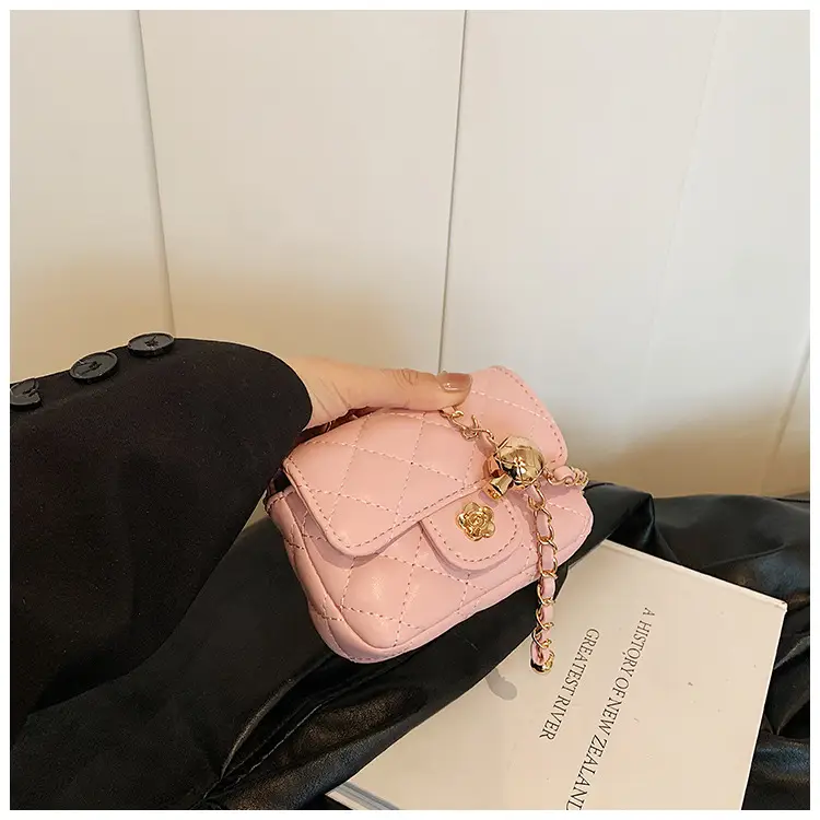 Pink Quilted Crossbody Bag with Gold Chain — feature 30