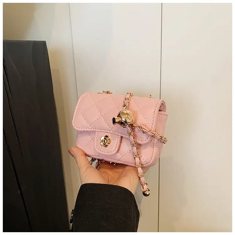 Pink Quilted Crossbody Bag with Gold Chain — feature 31