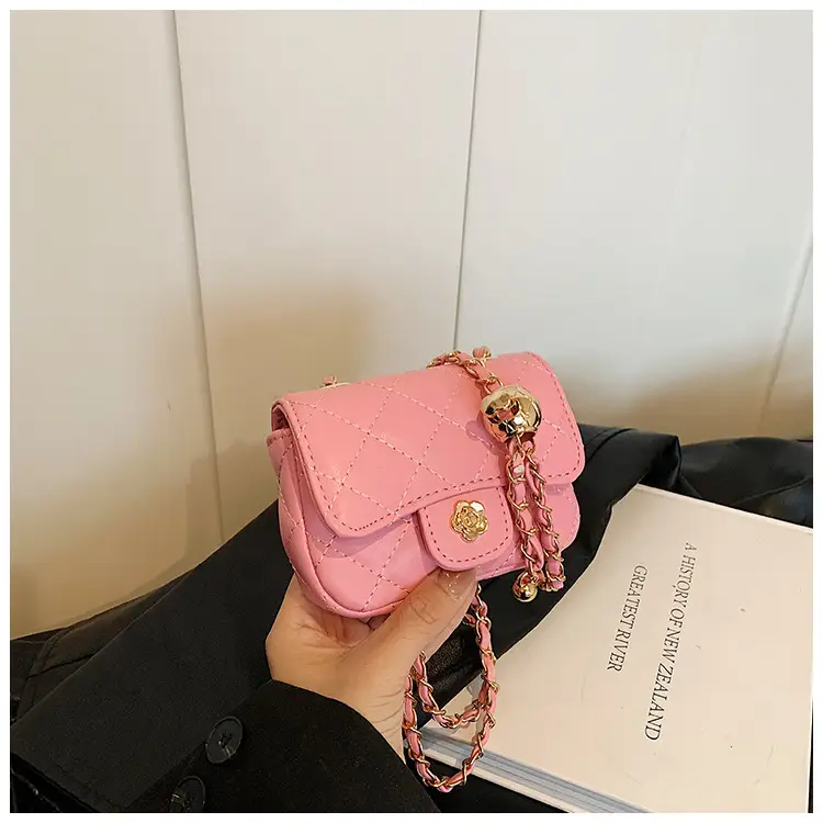 Pink Quilted Crossbody Bag with Gold Chain — feature 32