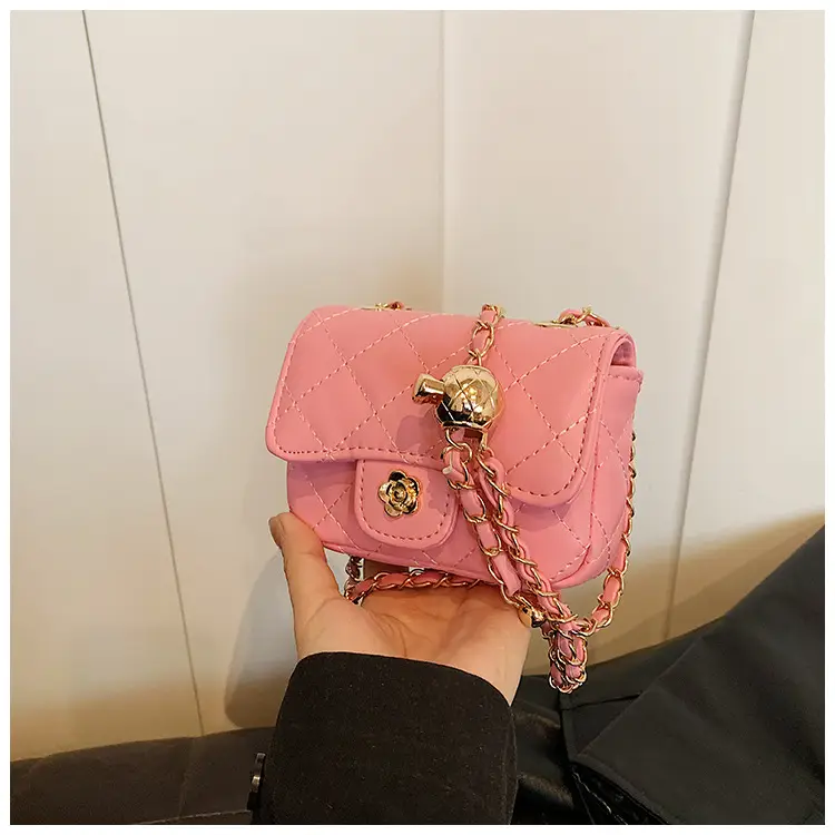 Pink Quilted Crossbody Bag with Gold Chain — feature 33
