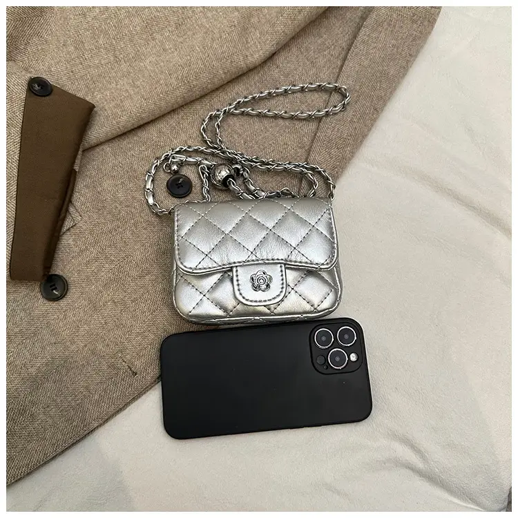 Pink Quilted Crossbody Bag with Gold Chain — feature 41