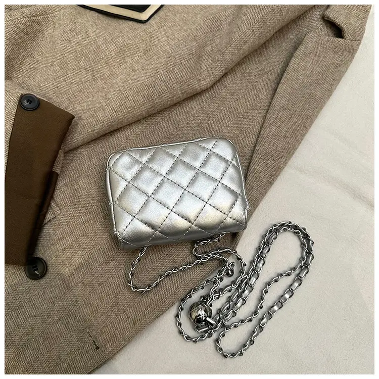 Pink Quilted Crossbody Bag with Gold Chain — feature 42