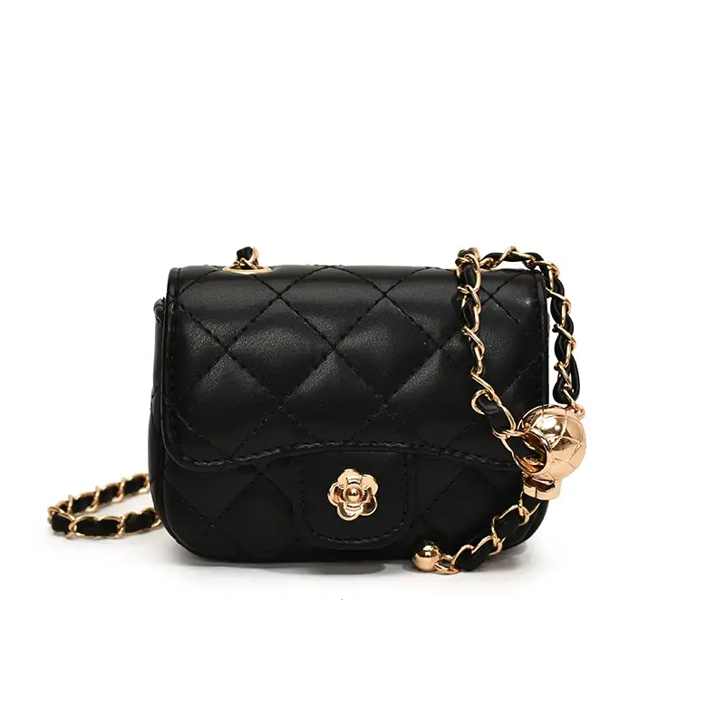 Pink Quilted Crossbody Bag with Gold Chain - Image 2
