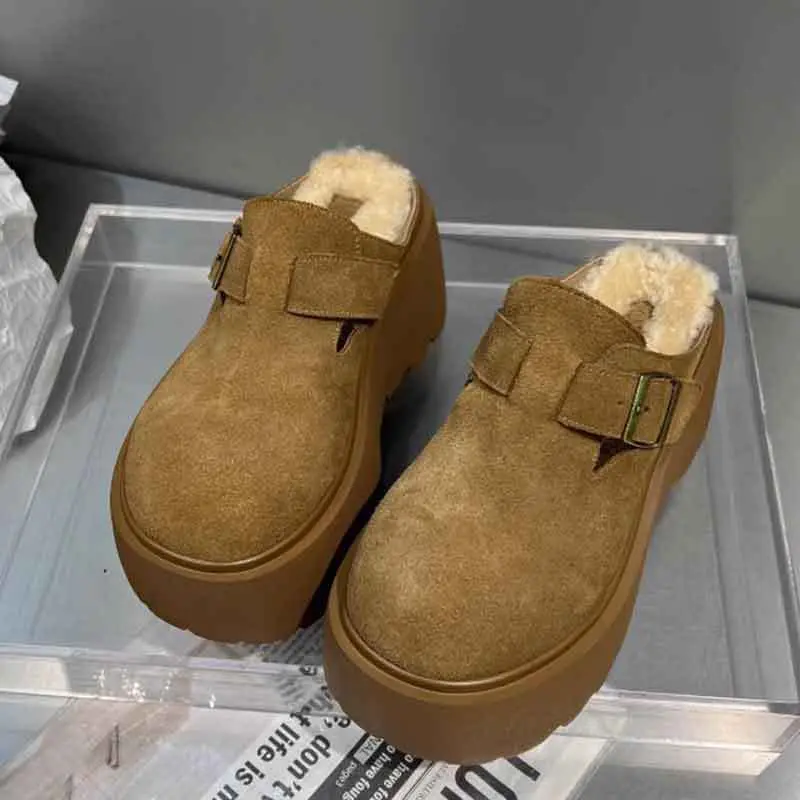 Women's Fleece Lined Baotou Slippers Brown 2024