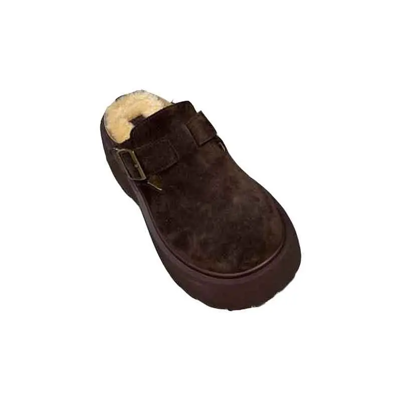 Women's Fleece Lined Baotou Slippers Brown 2024
