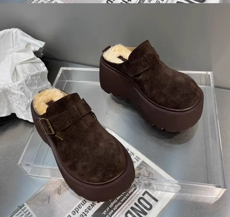 Women's Fleece Lined Baotou Slippers Brown 2024 — feature 14