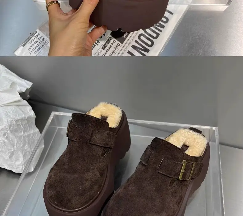 Women's Fleece Lined Baotou Slippers Brown 2024 — feature 6