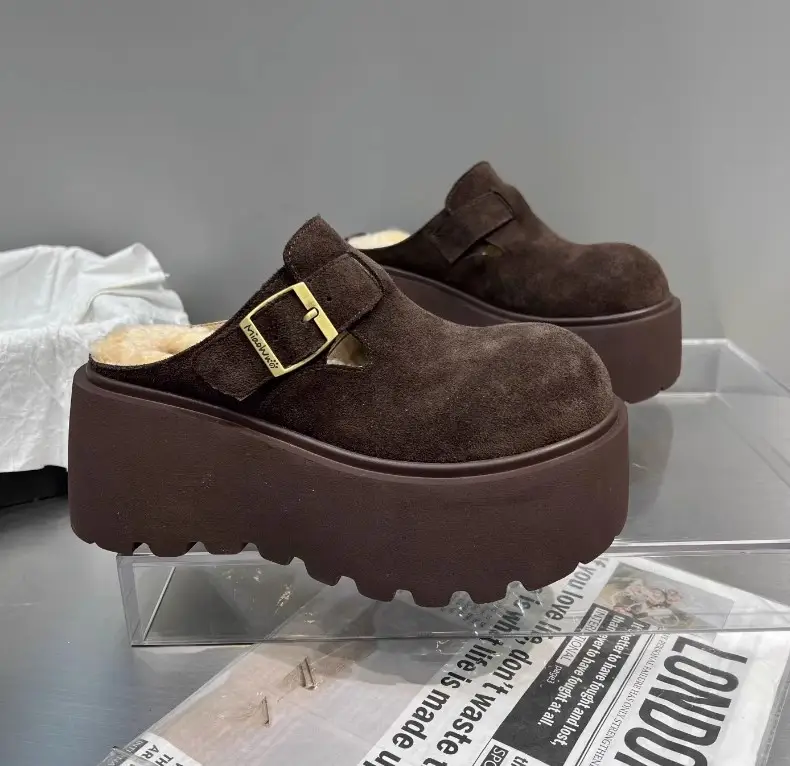 Women's Fleece Lined Baotou Slippers Brown 2024 — feature 8