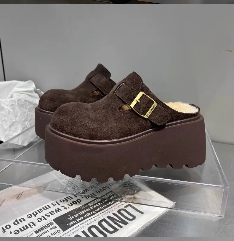 Women's Fleece Lined Baotou Slippers Brown 2024 — feature 9