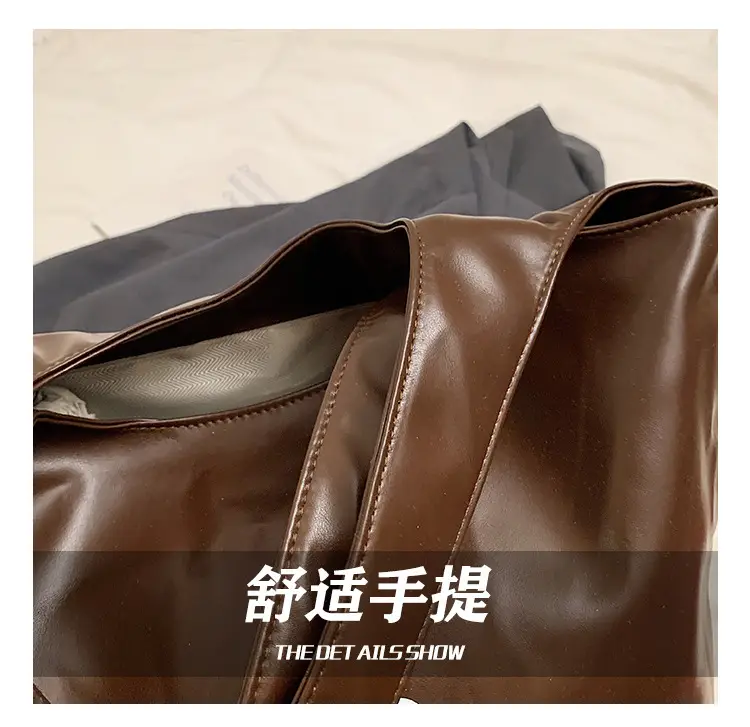 Ins Style White Leather Tote Bag with Letter Print — feature 5