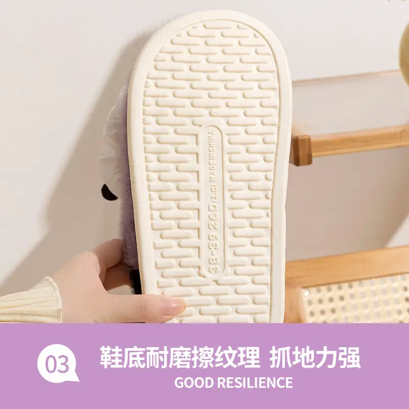 Cartoon Cotton Shoes Kuromi Sanrio Genuine Cotton Slippers Winter Women's Indoor Plush Furry Shoes Home Use Plush - Image 7