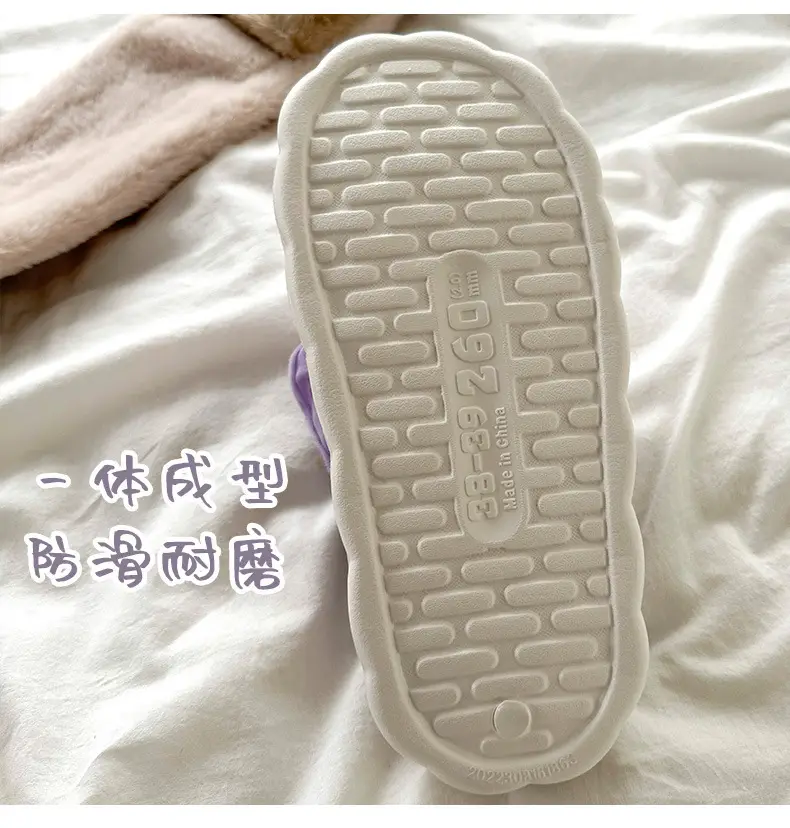 Cartoon Cotton Shoes Kuromi Sanrio Genuine Cotton Slippers Winter Women's Indoor Plush Furry Shoes Home Use Plush — feature 3