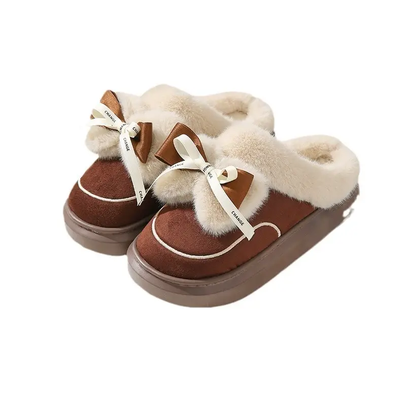 Warm Thickened Bow Cotton Slippers Women's Cute Mao Mao Slippers Home Slippers Relaxed Princess at large - Image 10