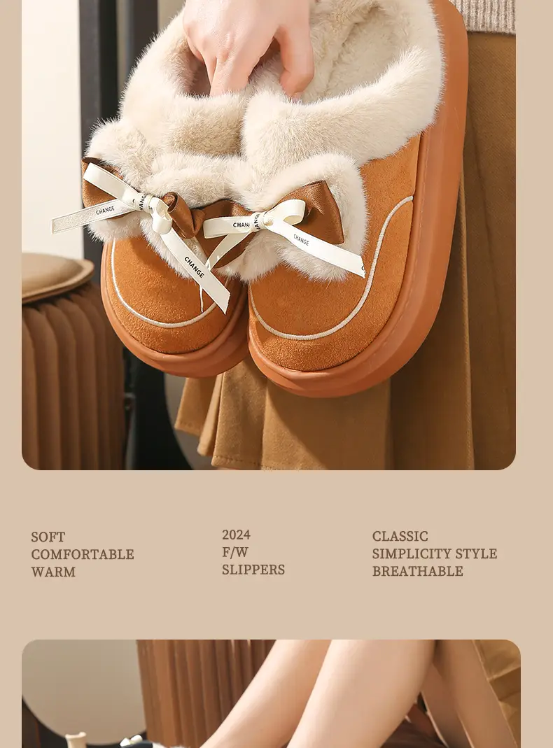 Warm Thickened Bow Cotton Slippers Women's Cute Mao Mao Slippers Home Slippers Relaxed Princess at large — feature 13