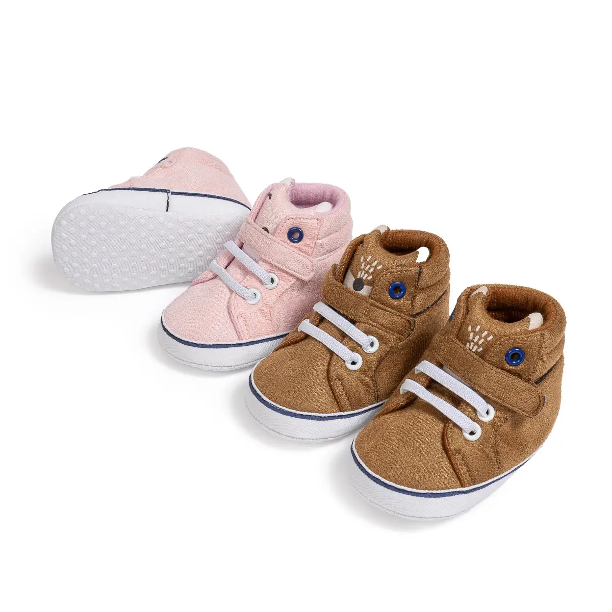 Pink Velvet Velcro Baby Shoes for 0-1 Years