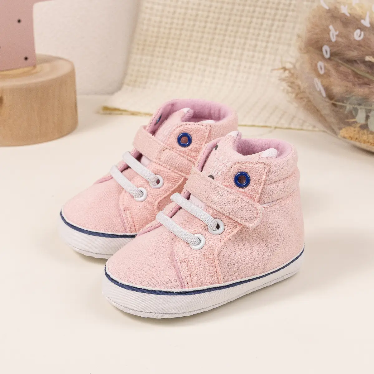 Pink Velvet Velcro Baby Shoes for 0-1 Years — feature 8
