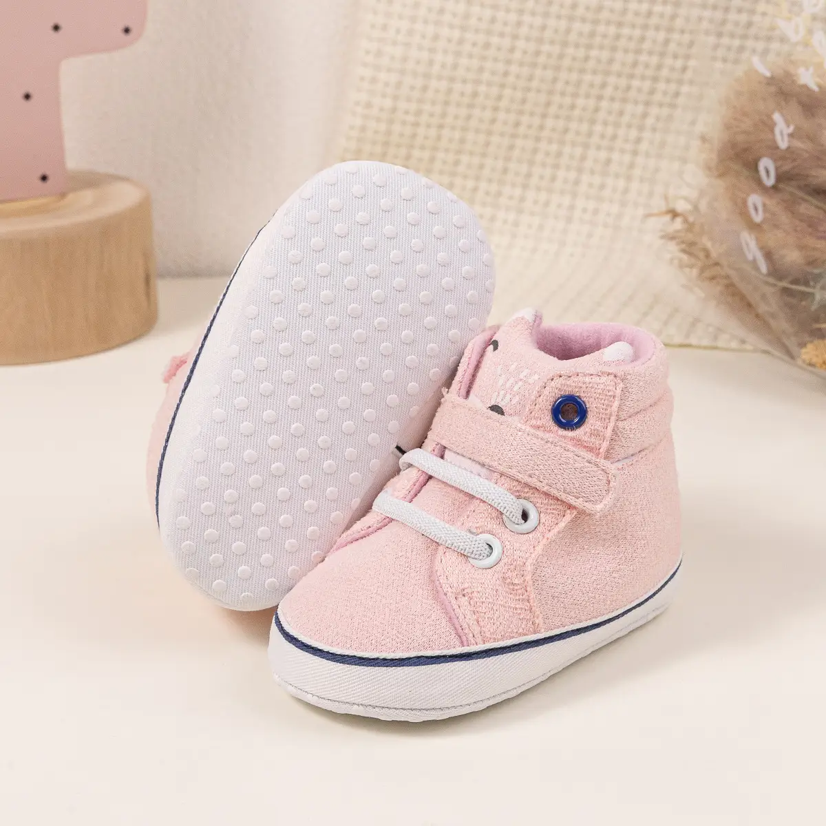 Pink Velvet Velcro Baby Shoes for 0-1 Years — feature 9