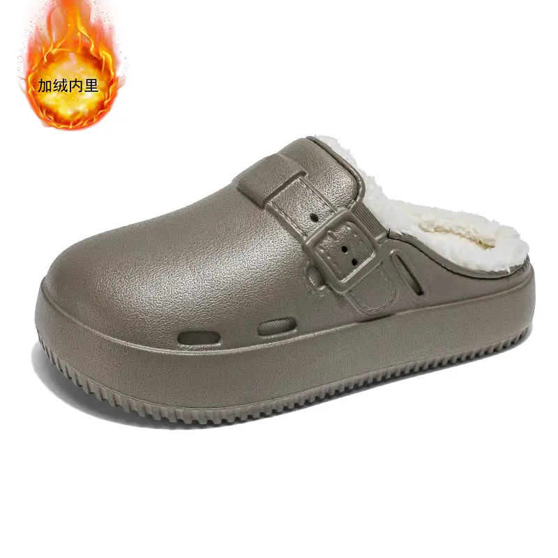 Men's Waterproof Fleece Lined Slippers Brown