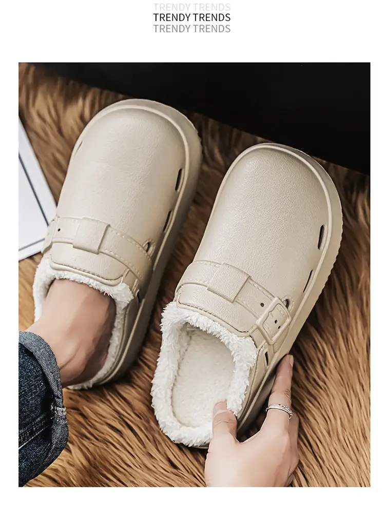 Men's Waterproof Fleece Lined Slippers Brown — feature 10