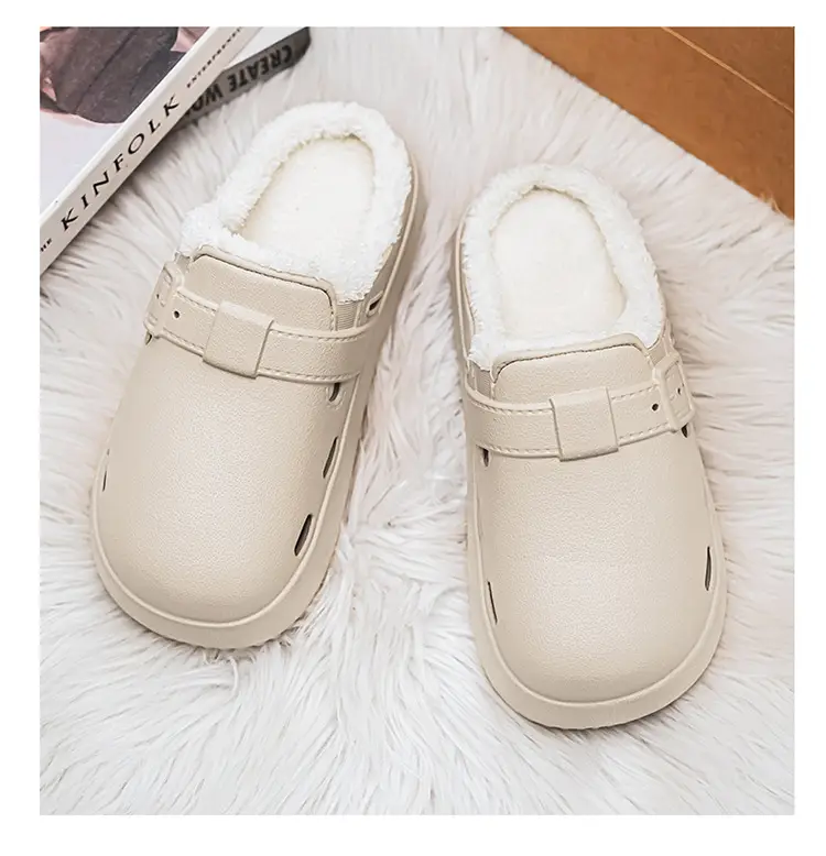 Men's Waterproof Fleece Lined Slippers Brown — feature 12