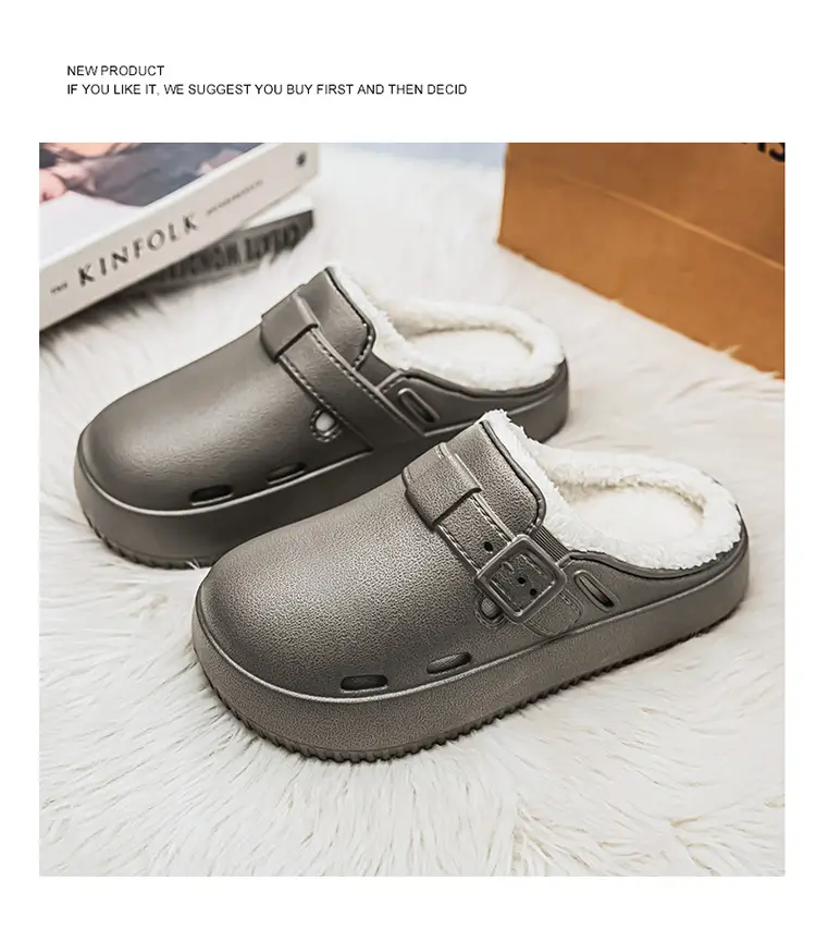 Men's Waterproof Fleece Lined Slippers Brown — feature 15
