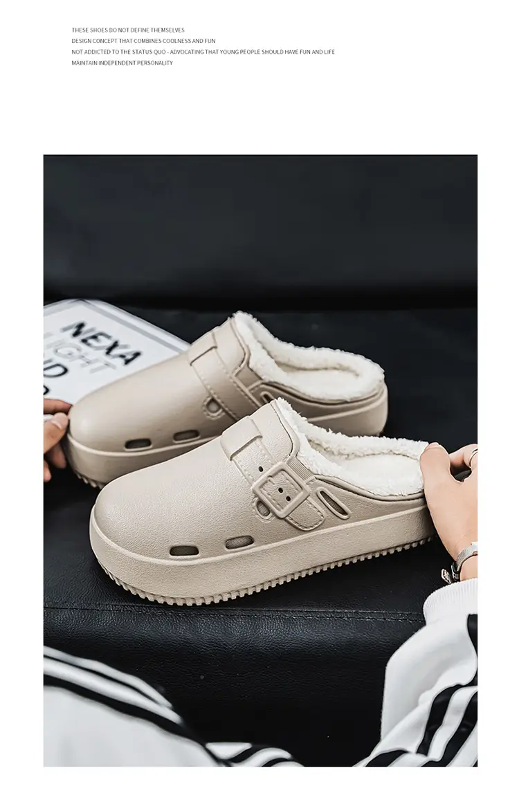 Men's Waterproof Fleece Lined Slippers Brown — feature 2